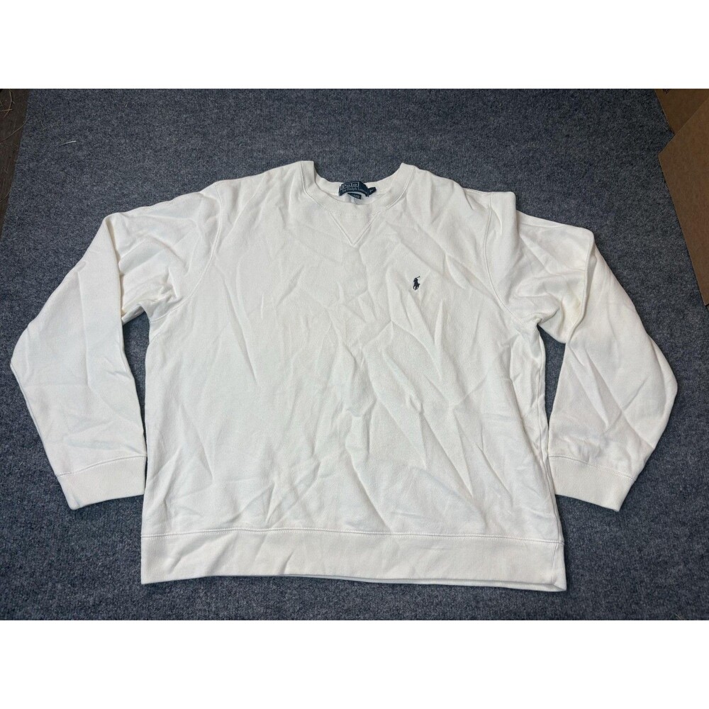 Polo By Ralph Lauren Sweater Mens 2XL White Cotton Acrylic Crew Neck Logo